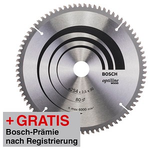 3165140314466 - AKTION BOSCH Optiline Wood Kreissägeblatt 2540 mm 80 Zähne mit Prämie nach Registrierung