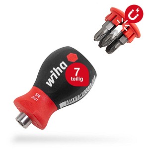 4010995337414 - Schraubendreher Stubby mit Bit Magazin magnetisch (33741) i Schlitz Kreuzschlitz i mit 6 Bits 1 4 - Wiha