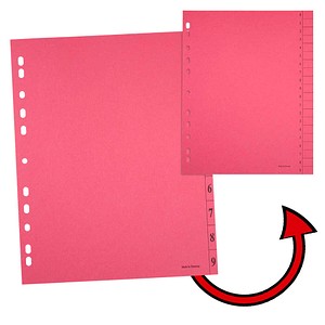 4250073828094 - Trennblätter DIN A4 0-9 dunkelrot 250 g qm 100 Blatt