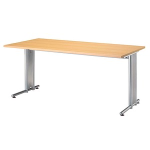 HAMMERBACHER Prokura Schreibtisch buche rechteckig, C-Fuß-Gestell silber 160,0 x 80,0 cm