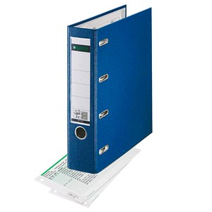 4002432300723 - LEITZ® Doppelordner 1012 2 x A5 Rückenbreite 75 mm Präzisions-Hebelmechanik Sichttasche für Rückenschild Griffloch Polypropylen blau 1 Stück