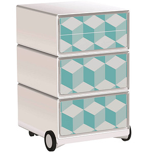 PAPERFLOW easyBox Vintage Rollcontainer weiß, bunt 60971 4 Auszüge 39,0 x 43,6 x 64,2 cm