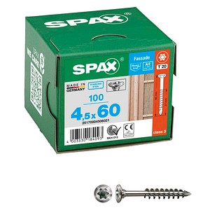 4003530184093 - Fassadenschraube 45 x 60 mm 100 Stück Teilgewinde Linsensenkkopf t-star plus T20 CUT-Spitze - 25170004506021 - Spax 4003530184093 - Fassadenschraube 45 x 60 mm 100 Stück Teilgewinde Linsensenkkopf t-star plus T20 CUT-Spitze - 25170004506021 - Spax