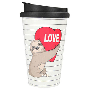 4010070439637 - Kaffeebecher To-Go Love Faultier weiß 035 l 4010070439637 DEPESCHE