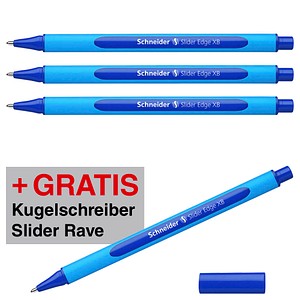 4004675187048 - AKTION Kugelschreiber Slider Edge blau Schreibfarbe blau + GRATIS Kugelschreiber Slider Rave XB blau 4004 6 Stück 4004675187048 - AKTION Kugelschreiber Slider Edge blau Schreibfarbe blau + GRATIS Kugelschreiber Slider Rave XB blau 4004 6 Stück