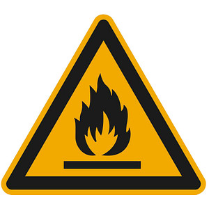SafetyMarking® Warnaufkleber "Warnung vor feuergefährlichen Stoffen" dreieckig 10,0 x 10,0 cm