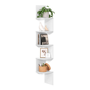 6955880333899 - Songmics - vasagle Eckregal mit 5 Ebenen für die Wand Holzregal für Küche Schlafzimmer Wohnzimmer Lernzimmer Büro Weiß von LBC20WT - Weiß