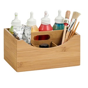 4003368133362 - Aufbewahrungsbox ZELLER PRESENT beige (natur) Maße(B T H)(25 18 12) Bambus Aufbewahrungsboxen Bambus praktischer Griff und Einteilung