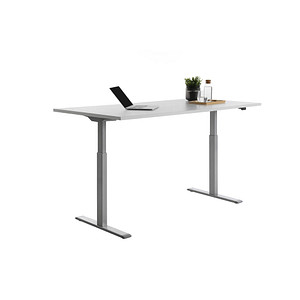 4014296873800 - Sitz-Steh-Schreibtisch E-Table TTS18080GG elektrisch höhenverstellbar 70-120cm (H) 180cmx80cm (BxT) rechteckig lichtgrau   L