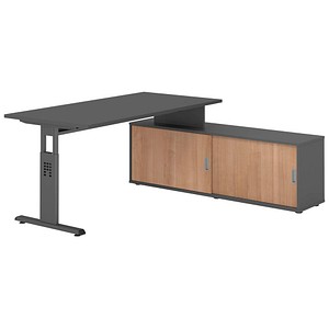 Hammerbacher Schreibtischkombination VOS, manuell höhenverstellbar 78cm (H), 160x80cm (BxT), graphit / graphit 4032062331712 Hammerbacher 5 Stück