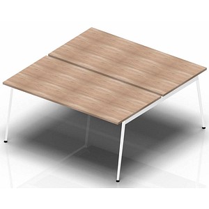 Quadrifoglio Doppelschreibtisch ulme rechteckig, 4-Fuß-Gestell weiß 160,0 x 164,0 cm