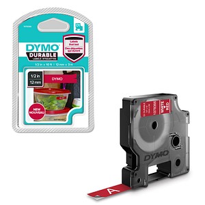 DYMO Schriftband D1 1978366, 12 mm weiß auf rot