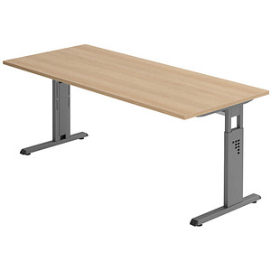 4032062190388 - Schreibtisch O-Serie VOS19 E G manuell höhenverstellbar 65-85cm (H) 180x80cm (BxT) rechteckig eiche   graphit 4032062190388