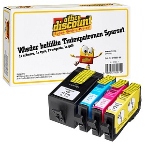 office discount  schwarz, cyan, magenta, gelb Druckerpatronen kompatibel zu HP 912XL (3YP34AE), 4er-Set