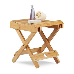 4052025221669 - Bambus Hocker klappbar Badezimmer Deko feuchtigkeitsresistent Badhocker HxBxT 315x275x285 cm natur - Relaxdays