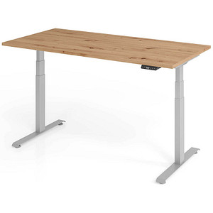 4032062320310 - Base Lite elektrisch höhenverstellbarer Schreibtisch asteiche rechteckig T-Fuß-Gestell silber 1600 x 800 cm