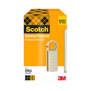 4001895919909 - Scotch Klebefilm 508 transparent 19 mm x 66 m Kerndurchmesser 76 mm von Hand reißbar (5081966)