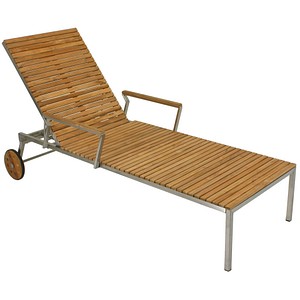 4041908118240 - Sonnenliege Teak Teakholz Edelstahl 197cm Holz Gartenliege Liege Liegestuhl