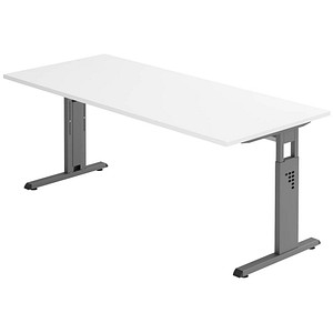 4032062190418 - Schreibtisch O-Serie VOS19 W G manuell höhenverstellbar 65-85cm (H) 180x80cm (BxT) rechteckig weiß   graphit 4032062190418 