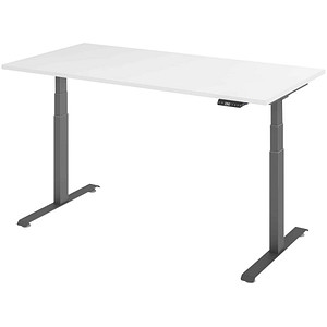 4032062320242 - Base Lite elektrisch höhenverstellbarer Schreibtisch weiß rechteckig T-Fuß-Gestell grau 1600 x 800 cm