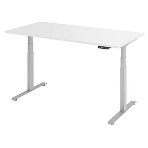 4032062320327 - Base Lite elektrisch höhenverstellbarer Schreibtisch weiß rechteckig T-Fuß-Gestell silber 1600 x 800 cm