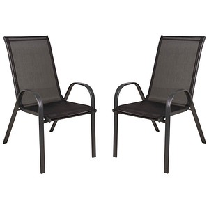 Garden Pleasure Gartenstuhl mit Armlehnen RIONA schwarz, Metall, 2 St.