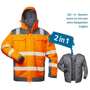 4025888255157 - unisex Warnjacke Winter NIKLAS orange grau Größe 2XL