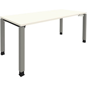 4260672330409 - fm Sidney höhenverstellbarer Schreibtisch weiß rechteckig 4-Fuß-Gestell Quadratrohr silber 1800 x 800 cm