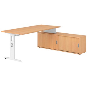 4032062331842 - OSE19SB höhenverstellbarer Schreibtisch buche rechteckig T-Fuß-Gestell weiß 1800 x 800 cm 4032062331842 - OSE19SB höhenverstellbarer Schreibtisch buche rechteckig T-Fuß-Gestell weiß 1800 x 800 cm