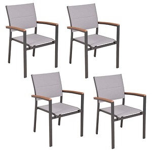 Garden Pleasure Gartenstuhl mit Armlehnen SILEA grau, Metall, 4 St.