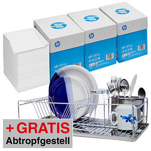 AKTION: HP Kopierpapier Office DIN A4 80 g/qm 4x  Blatt + GRATIS  relaxdays Abtropfgestell silber | office discount