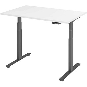 4032062320006 - Base Lite elektrisch höhenverstellbarer Schreibtisch weiß rechteckig T-Fuß-Gestell grau 1200 x 800 cm