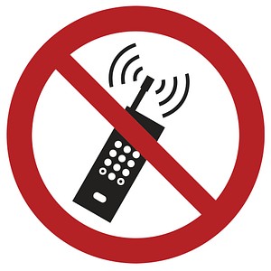Verbotsaufkleber "Handy benutzen verboten" rund 10,0 cm