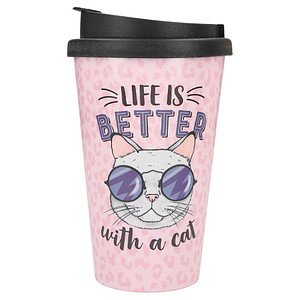 4010070439521 - Kaffeebecher To-Go Life is better with a Cat rosa 035 l 4010070439521 DEPESCHE