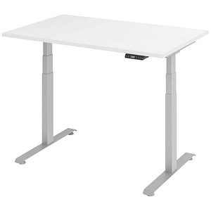 4032062320082 - Base Lite elektrisch höhenverstellbarer Schreibtisch weiß rechteckig T-Fuß-Gestell silber 1200 x 800 cm