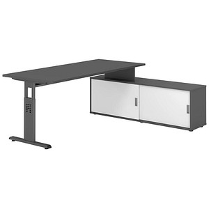4032062331958 - OSE19SB höhenverstellbarer Schreibtisch grafit rechteckig T-Fuß-Gestell grau 1800 x 800 cm