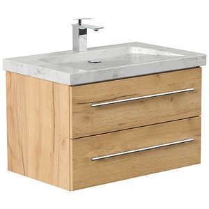 4251982676783 - POSSEIK Waschbecken mit Unterschrank WHITE YAMO 75 eiche gold 750 x 450 x 500 cm