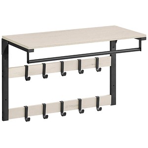 VASAGLE Wandgarderobe weiß Holz 10 Haken 65,0 x 42,0 cm, 1 St.
