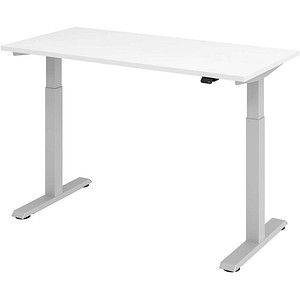 4032062189375 - Schreibtisch Mini VXMST614 W S elektrisch höhenverstellbar  140x672cm (BxT) rechteckig weiß   Silber 4032062189375 Hammerba