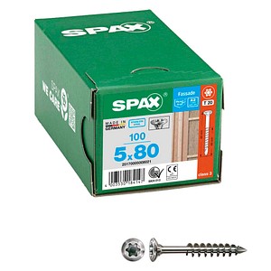 4003530184147 - Fassadenschraube 5 x 80 mm 100 Stück Teilgewinde Linsensenkkopf t-star plus T20 CUT-Spitze - 25170005008021 - Spax 4003530184147 - Fassadenschraube 5 x 80 mm 100 Stück Teilgewinde Linsensenkkopf t-star plus T20 CUT-Spitze - 25170005008021 - Spax