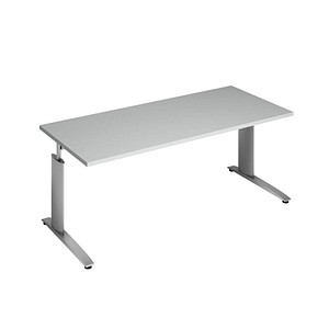 4004479148627 - röhr Techno höhenverstellbarer Schreibtisch hellgrau rechteckig C-Fuß-Gestell silber 1800 x 800 cm 4004479148627 - röhr Techno höhenverstellbarer Schreibtisch hellgrau rechteckig C-Fuß-Gestell silber 1800 x 800 cm