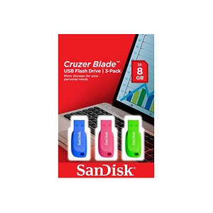 3 SanDisk USB-Sticks Cruzer Blade blau, grün, pink 32 GB