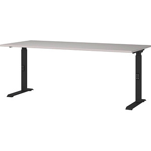 4005949791275 - Schreibtisch Aalborg mechanisch höhenverstellbar bis 80 kg Rechteck C-Fuß B 1800 x T 800 x H 680 - 910 mm kaschmir schwarzgrau