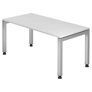 4032062035320 - HAMMERBACHER Prokura höhenverstellbarer Schreibtisch weiß rechteckig 4-Fuß-Gestell silber 1600 x 800 cm