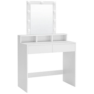0194343103686 - Schminktisch weiß rechteckig Wangen-Gestell weiß 800 x 400 x 1450 cm 0194343103686 VASAGLE 0194343103686 - Schminktisch weiß rechteckig Wangen-Gestell weiß 800 x 400 x 1450 cm 0194343103686 VASAGLE