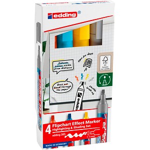 4004764986736 - Flipchart Effektmarker Set 385 4-teilig Schreibfarbe Schwarz flexible Pinselspitze Strichstärke 1-5 mm nachfüllbar