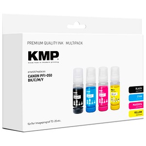 4011324002249 -  schwarz cyan magenta gelb Tintenflaschen kompatibel zu Canon PFI-050 BK C M Y 4er-Set