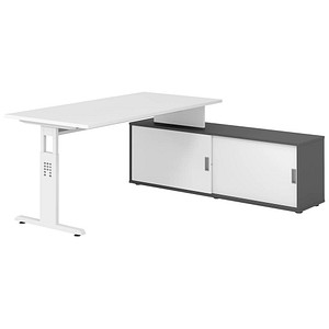 Hammerbacher Schreibtischkombination VOS, manuell höhenverstellbar 78cm (H), 160x80cm (BxT), weiß / weiß 4032062331545 Hammerbacher 5 Stück