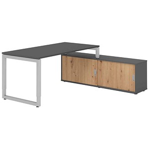 4032062332825 - Schreibtischkombination RSE16 höhenverstellbar 72-81cm (H) 160x80cm (BxT) rechteckig graphit   silber 4032062332825 Hammerba