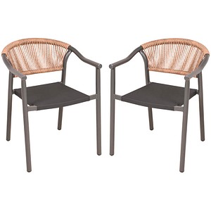 Garden Pleasure Gartenstuhl mit Armlehnen NOVARA anthrazit, 2 St.